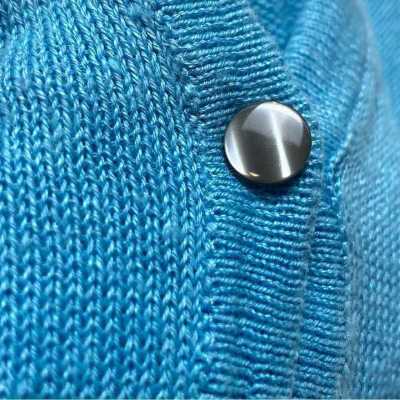 J. Jill Robin Egg Blue Linen Blend 3/4 Sleeve Cardigan Sweater Size Medium - Picture 7 of 12